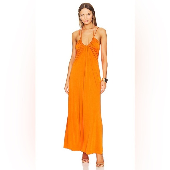 Jonathan Simkhai Hayes‎ Orange Maxi Dress Size Large - Picture 1 of 4
